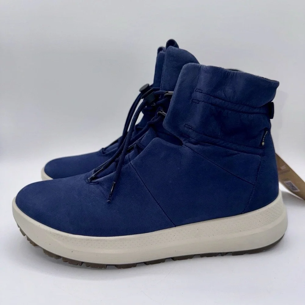 ECCO Solice Boots Women's Size 10 EU 41 Blue Waterproof‎ Leather